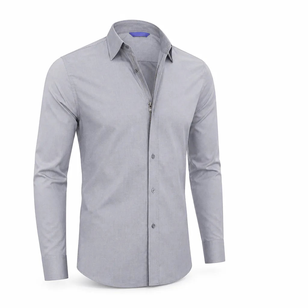 Men's Zip Shirt Tailored Fit Breathable Stretch