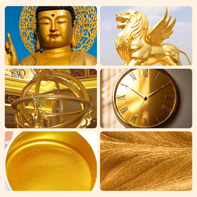 Metallic Paint Water-Based Gold or Silver With Brush