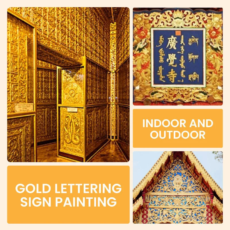 Metallic Paint Water-Based Gold or Silver With Brush