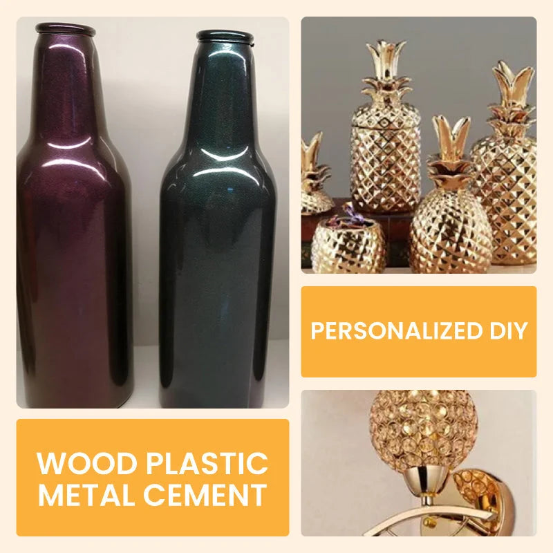 Metallic Paint Water-Based Gold or Silver With Brush