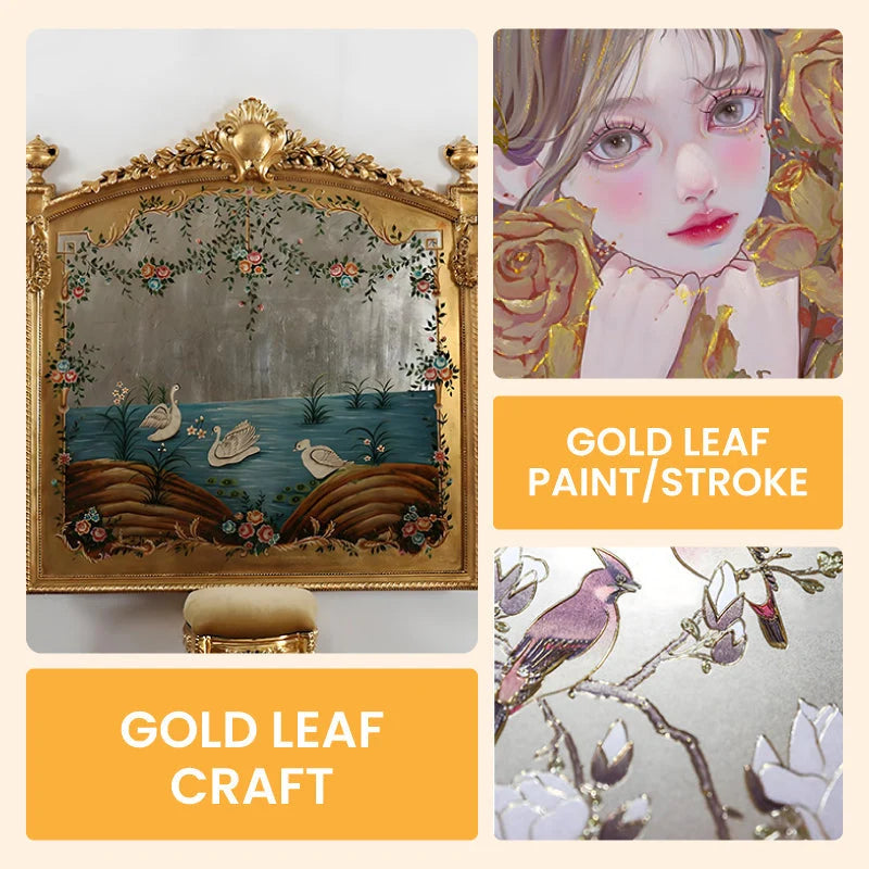 Metallic Paint Water-Based Gold or Silver With Brush