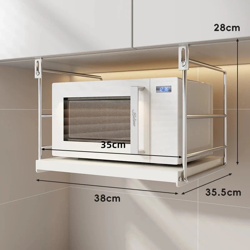 Microwave Shelf Under-Cabinet Stainless Steel Sliding Tray