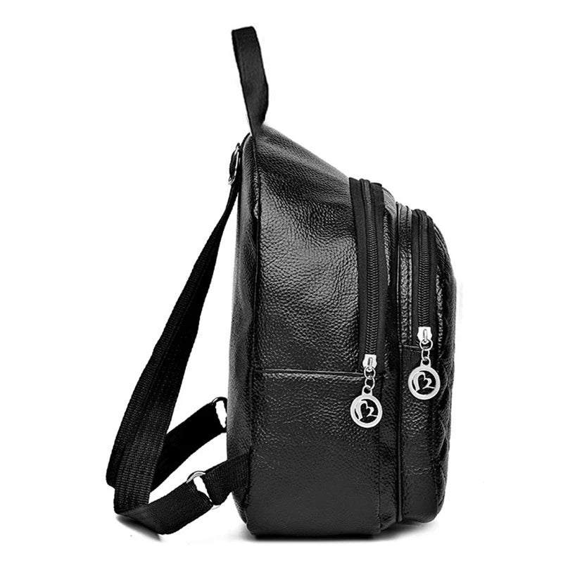 Mini Backpack Textured Design Multiple Pockets Adjustable Straps