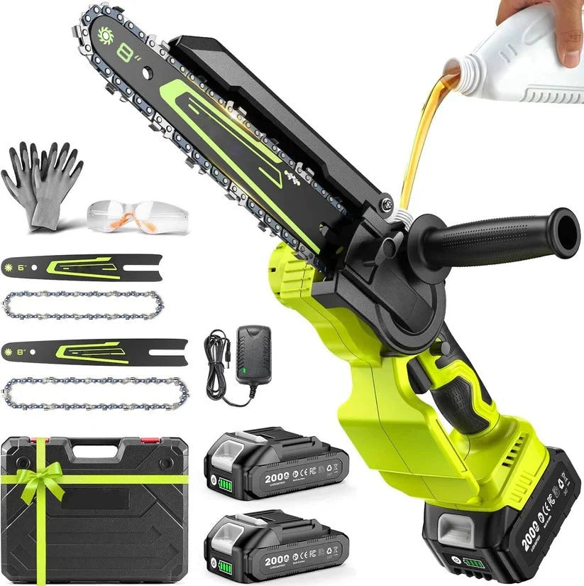 Mini Chainsaw Cordless Interchangeable Bars & Dual Batteries
