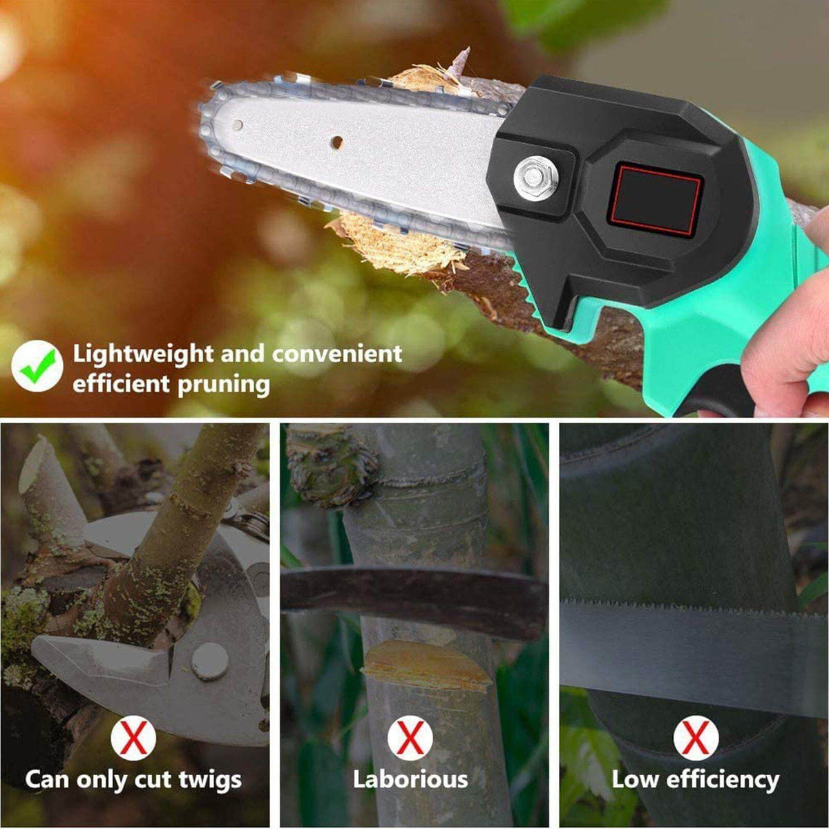 Mini Chainsaw Cordless Rechargeable 4-Inch Guide Bar