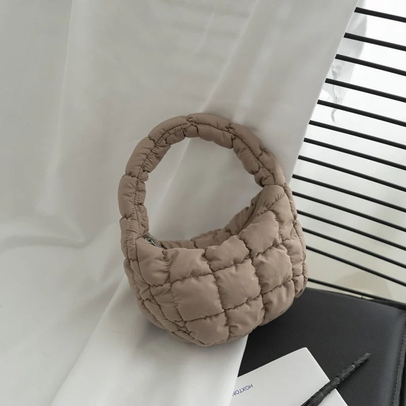 Mini Crossbody Bag Quilted Design Padded Handles