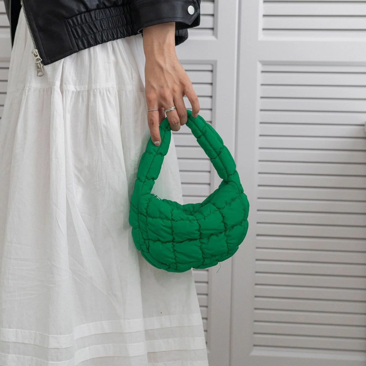 Mini Crossbody Bag Quilted Design Padded Handles