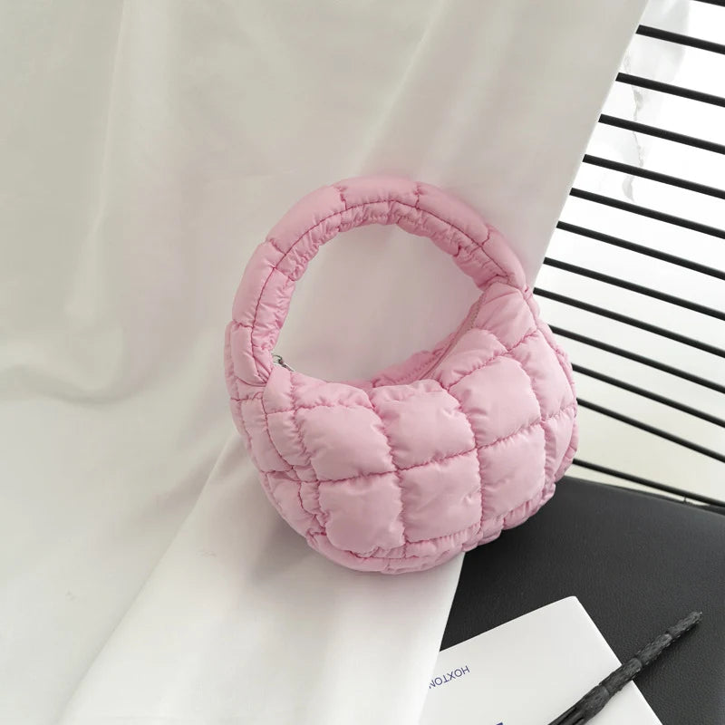 Mini Crossbody Bag Quilted Design Padded Handles