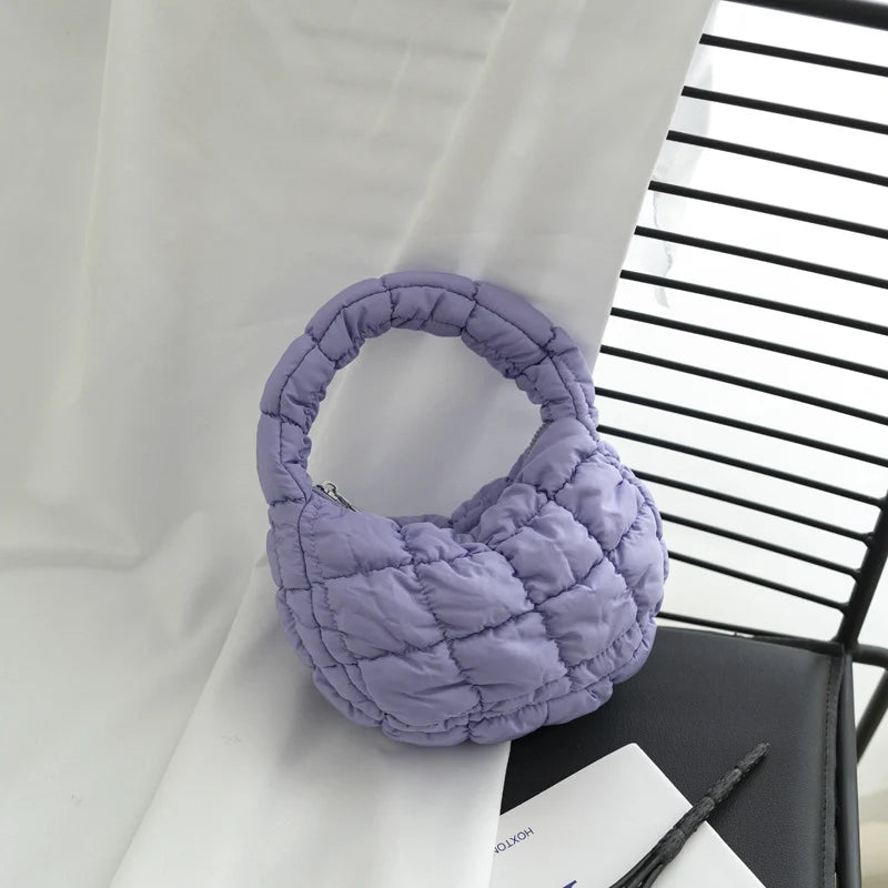 Mini Crossbody Bag Quilted Design Padded Handles
