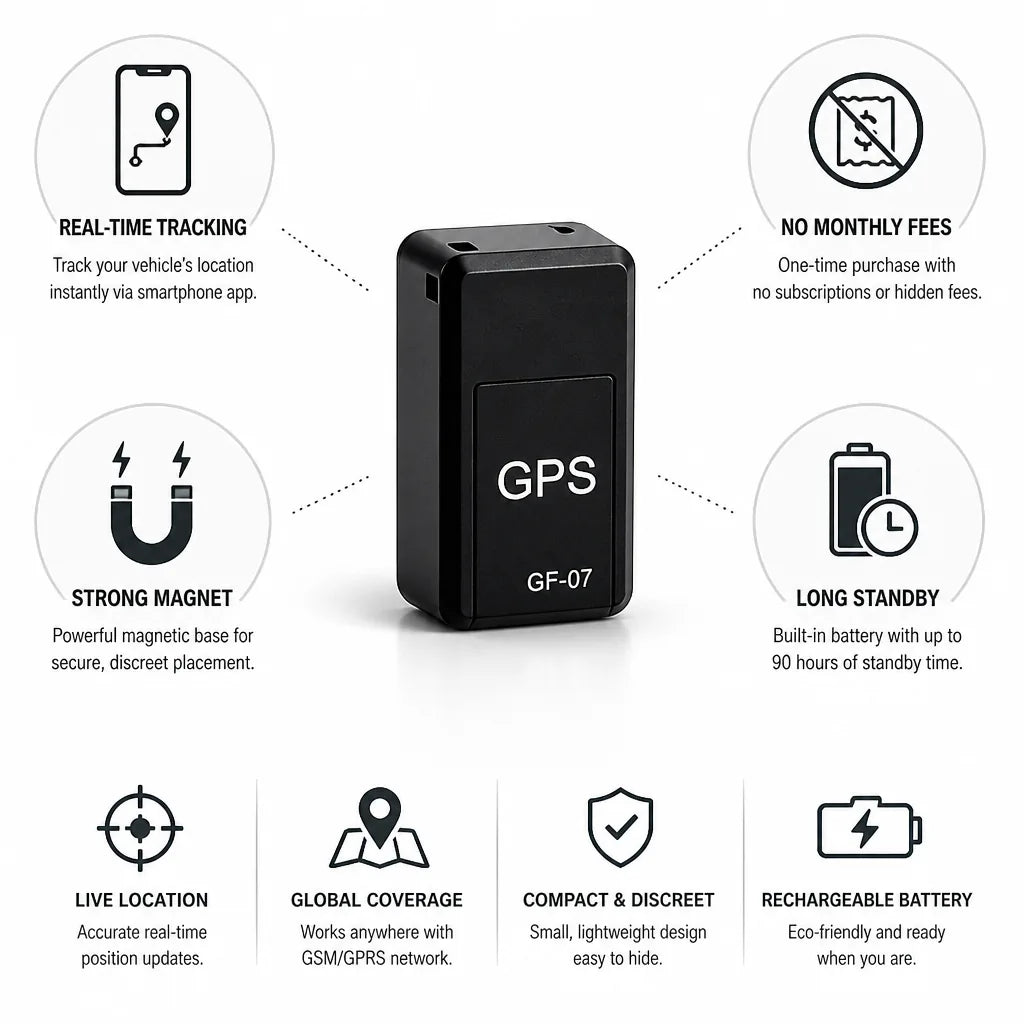 Mini GPS Tracker Real-Time App Tracking 90-Hour Standby