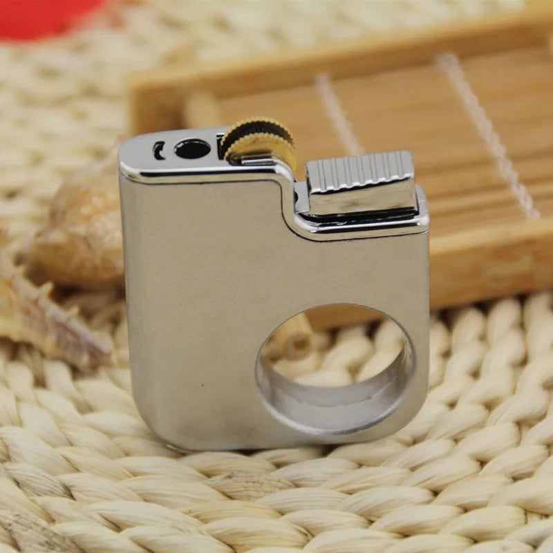 Mini Gas Lighter Brushed Metal Ring Grip