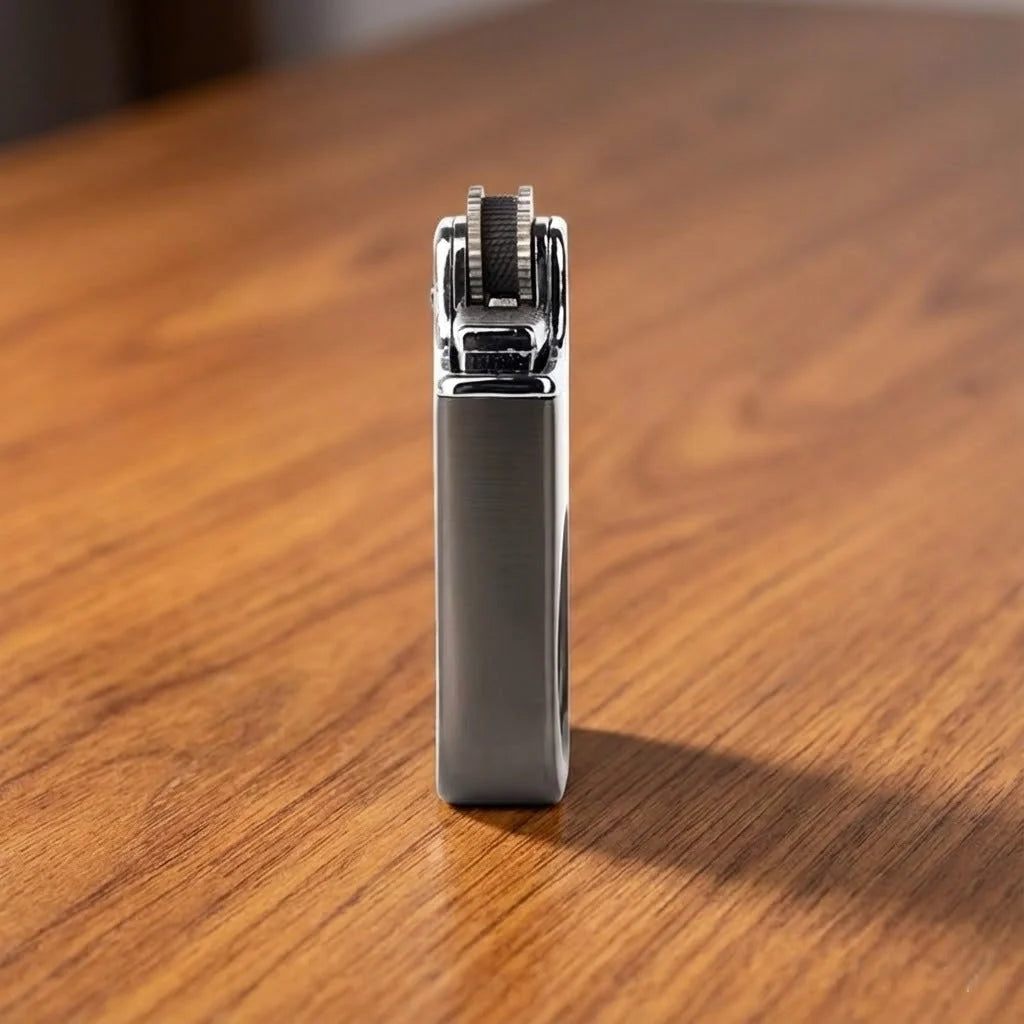 Mini Gas Lighter Brushed Metal Ring Grip