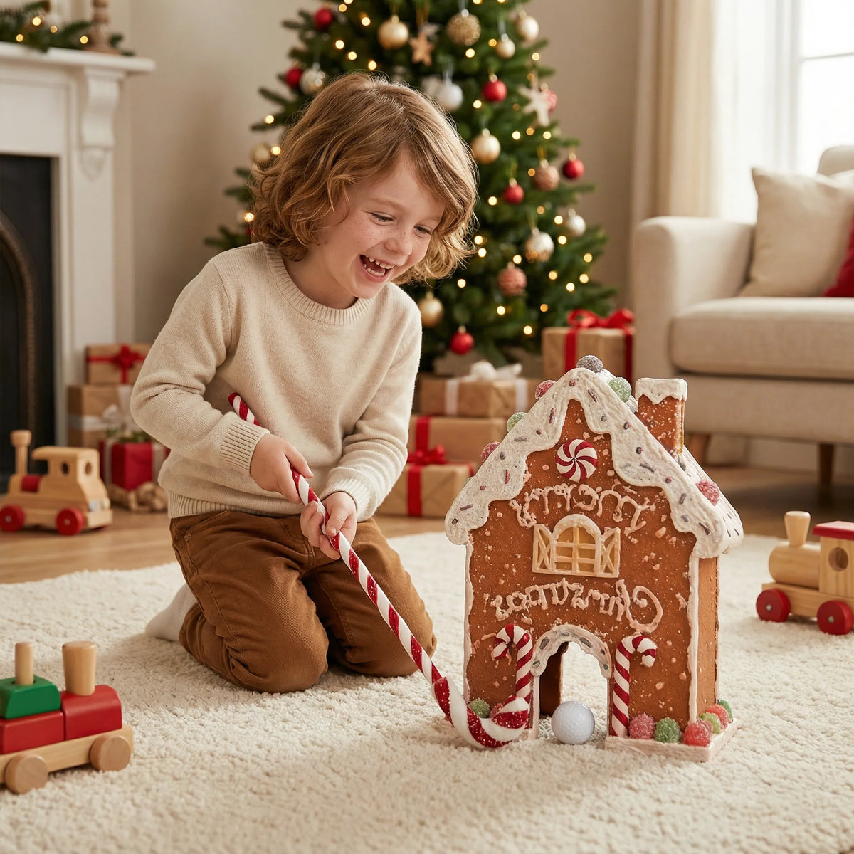Mini Golf Set Gingerbread Tabletop Putter & Ball