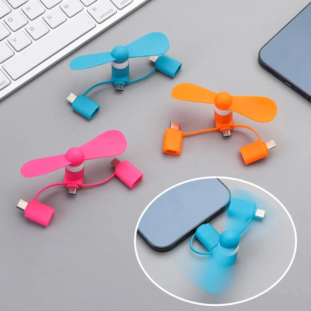 Mini Phone Fan USB-Powered Detachable Propeller