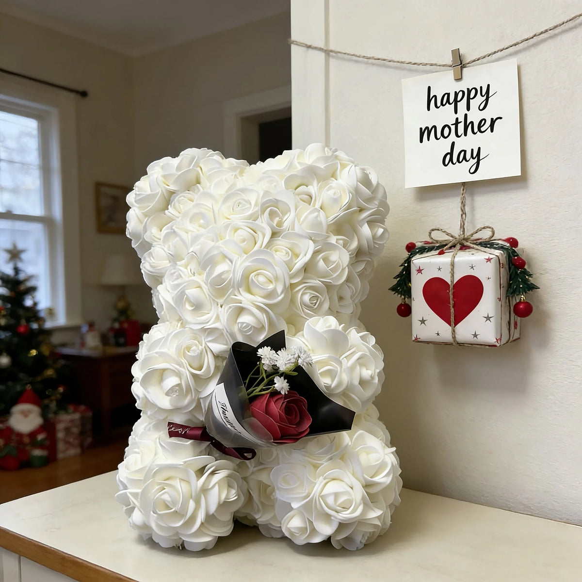 Mini Rose Bear Gift-Ready Artificial Roses