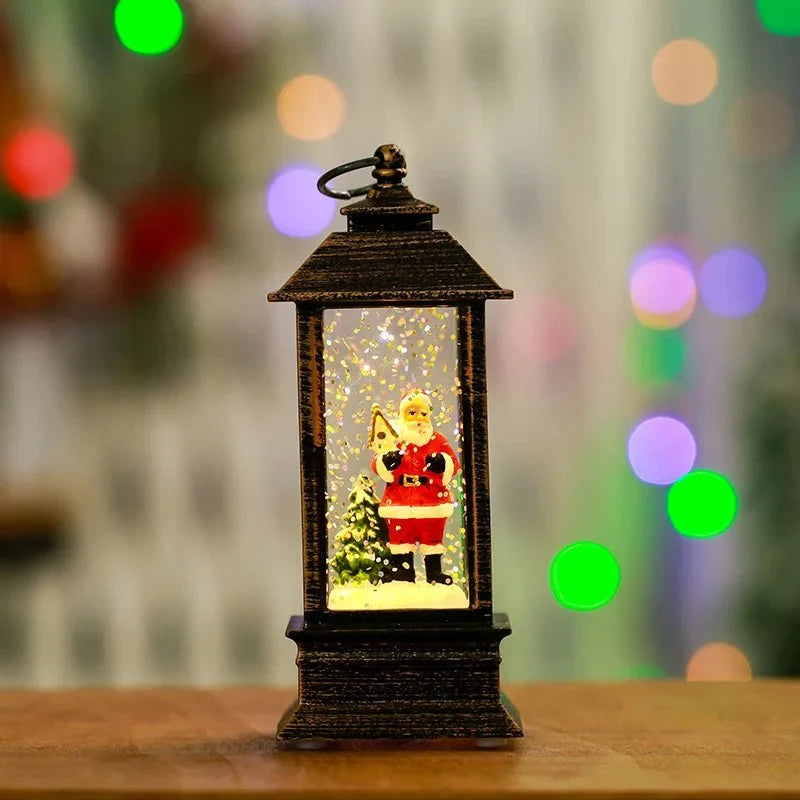 Mini Snow Globe Lantern Swirling Glitter & Warm LED