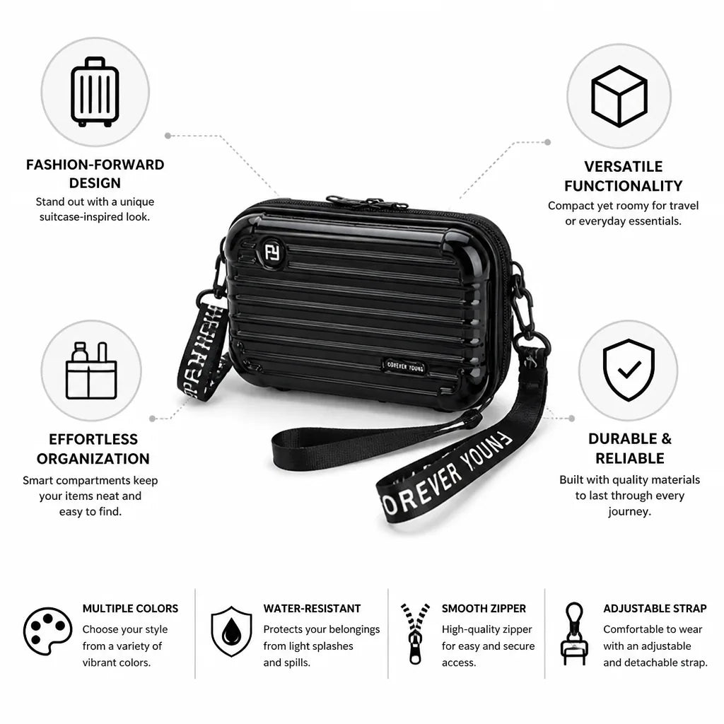 Mini Suitcase Shoulder Bag Compact Travel Makeup Organizer