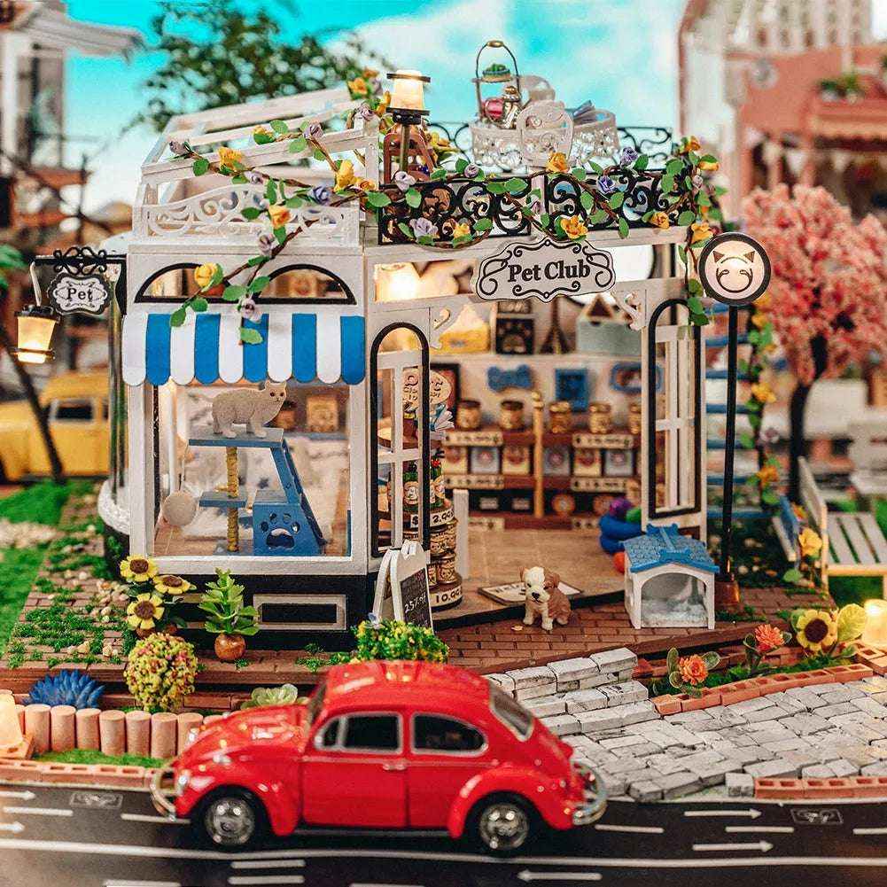 Miniature Kit Pet Shop Scene Warm LED Lighting