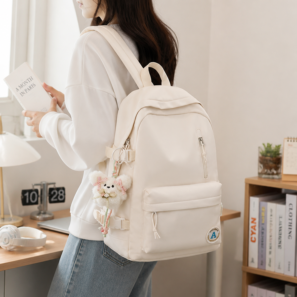 Minimalist Multi-Compartment School Backpack (Padded Straps & Breathable Back)
