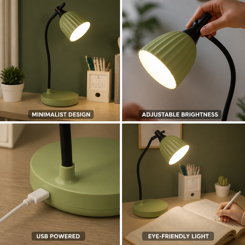 Minimalist Round USB-Powered Dimmable LED Table Lamp