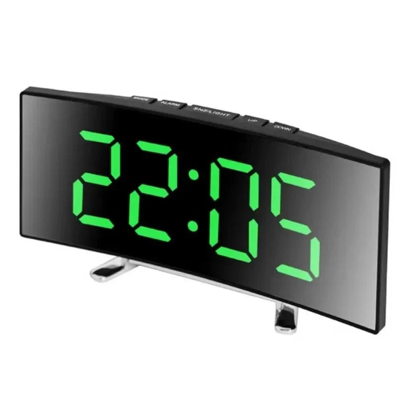 Mirror Alarm Clock Curved LED Display Silent Operation