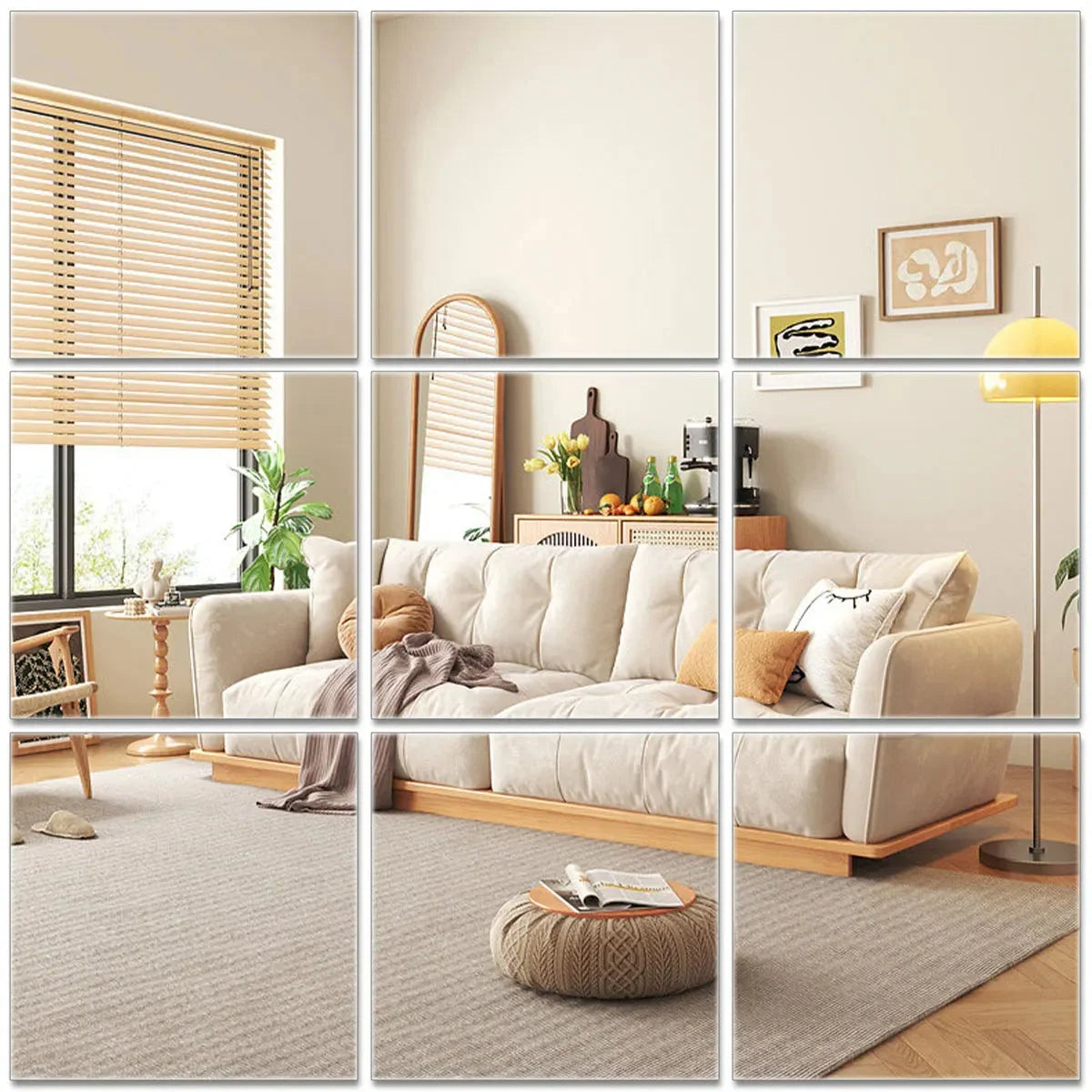Mirror Tiles Flexible Self-Adhesive Set of 10