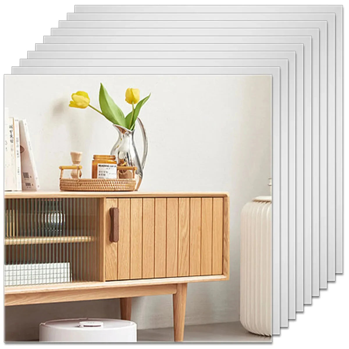 Mirror Tiles Flexible Self-Adhesive Set of 10