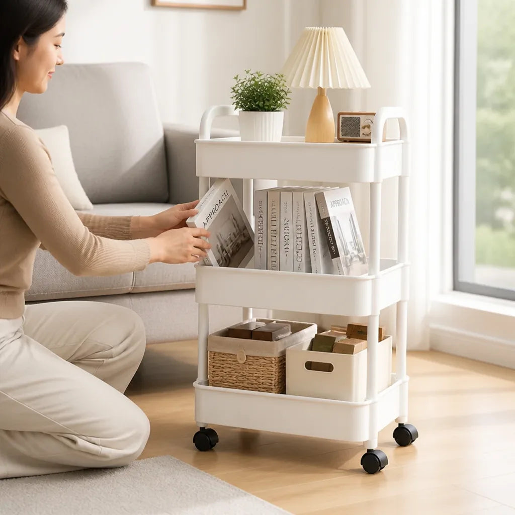 Mobile Organizer Cart Space-Saving Multiple Tiers 360° Locking Casters