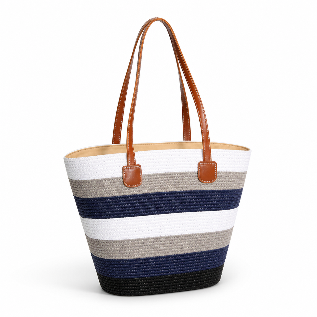 Moisture-Resistant & Lightweight Colorful Striped Beach Bag