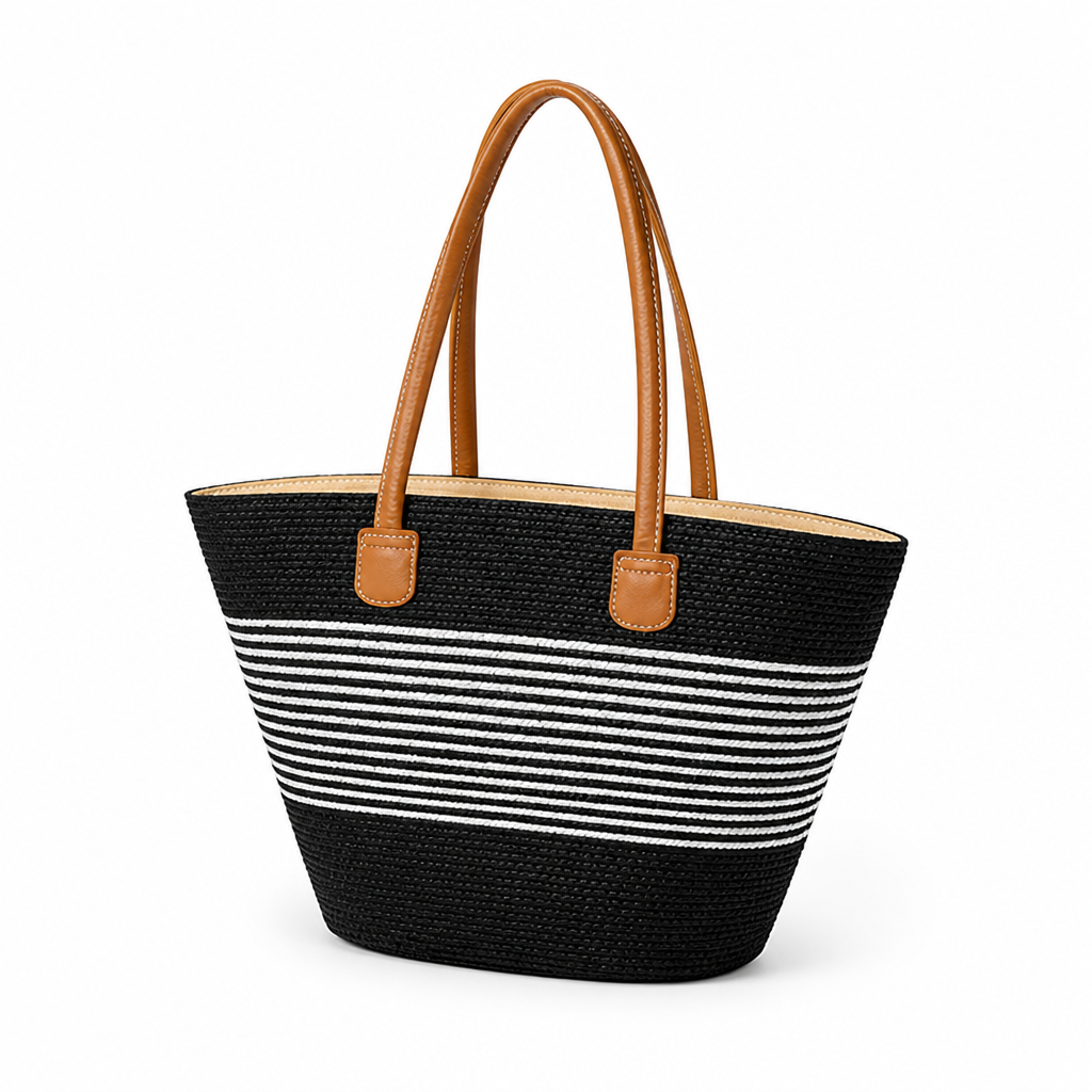 Moisture-Resistant & Lightweight Colorful Striped Beach Bag