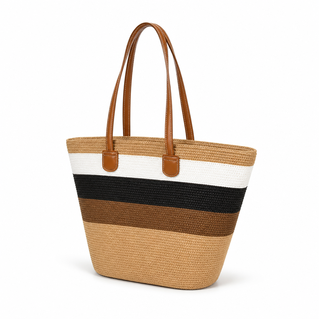 Moisture-Resistant & Lightweight Colorful Striped Beach Bag