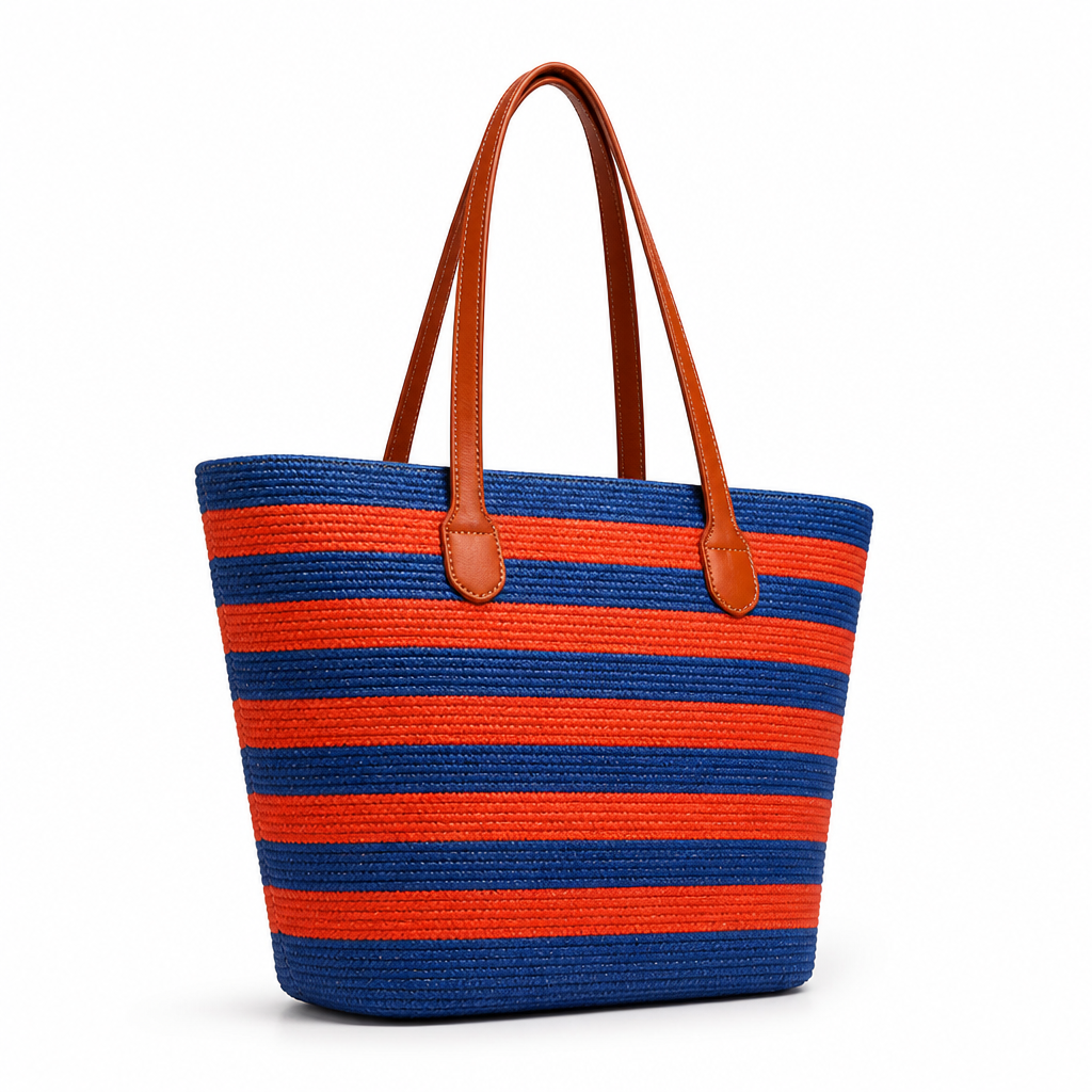 Moisture-Resistant & Lightweight Colorful Striped Beach Bag