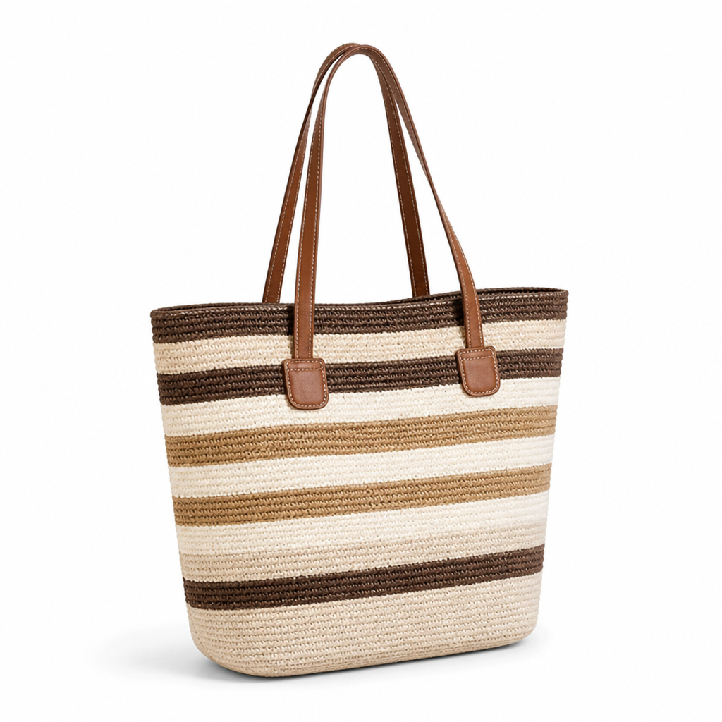 Moisture-Resistant & Lightweight Colorful Striped Beach Bag
