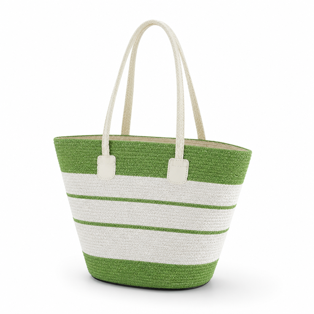 Moisture-Resistant & Lightweight Colorful Striped Beach Bag