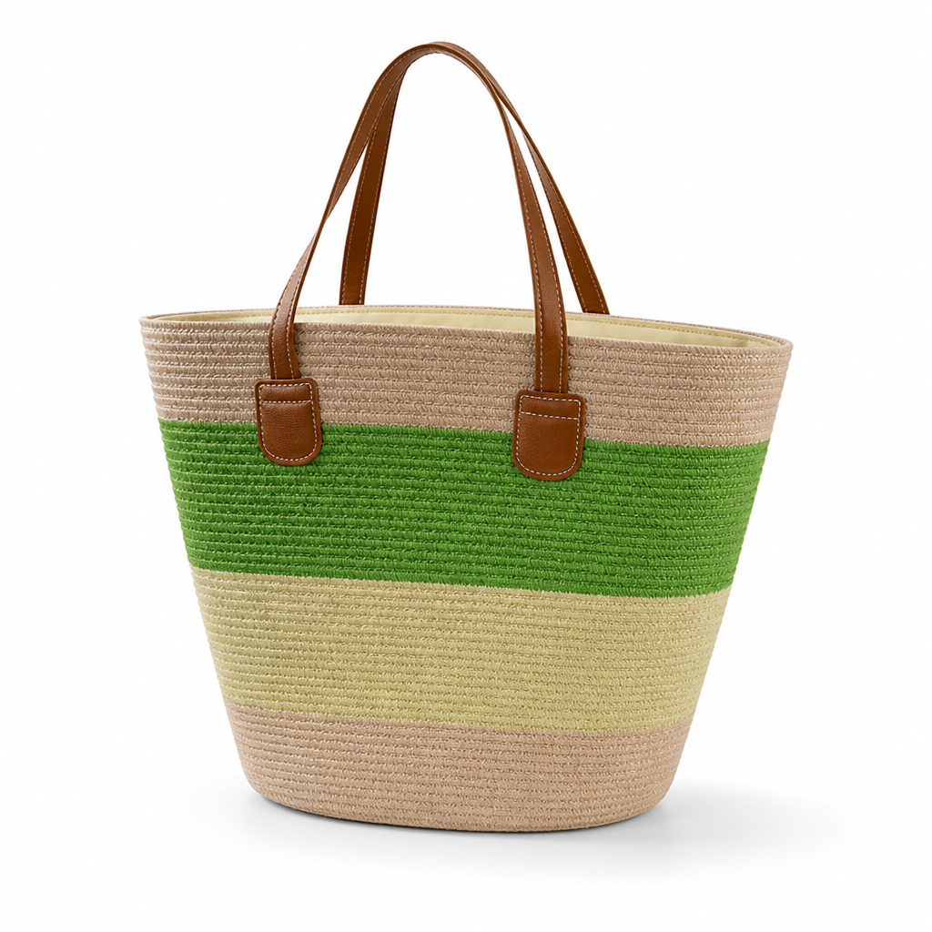 Moisture-Resistant & Lightweight Colorful Striped Beach Bag