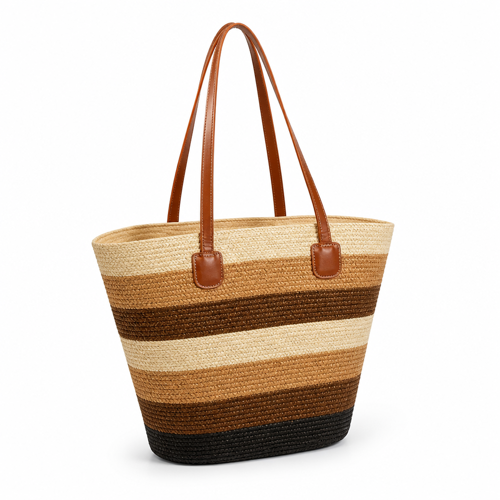Moisture-Resistant & Lightweight Colorful Striped Beach Bag