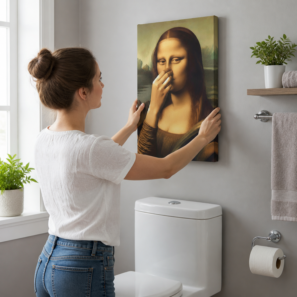 Moisture-Resistant Mona Lisa Bathroom Canvas