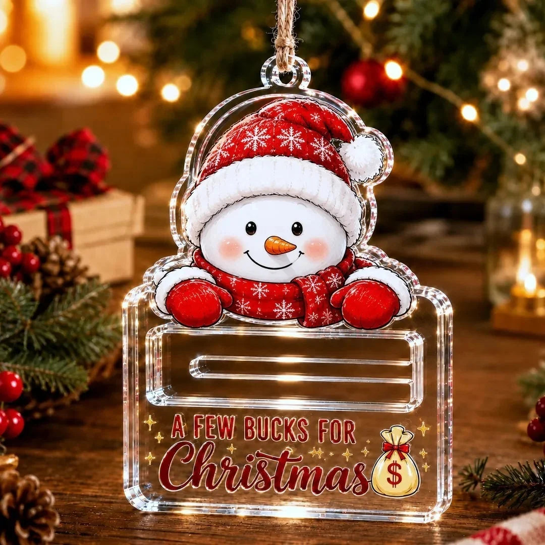 Money Gift Holder Snowman Design Transparent Plastic