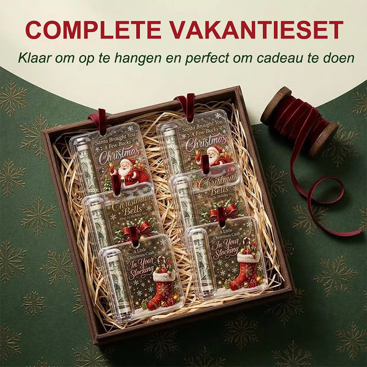Money Holder Ornament Clear Acrylic With Hanging Ribbon