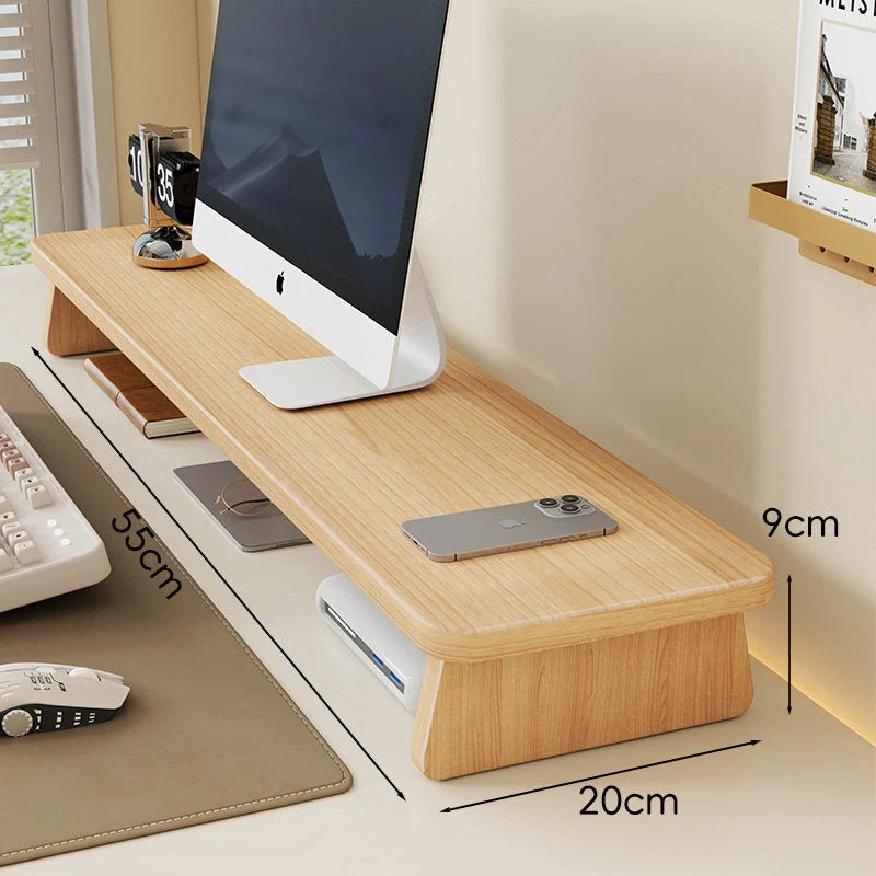 Monitor Riser Bamboo Under-Shelf Storage Cable Management