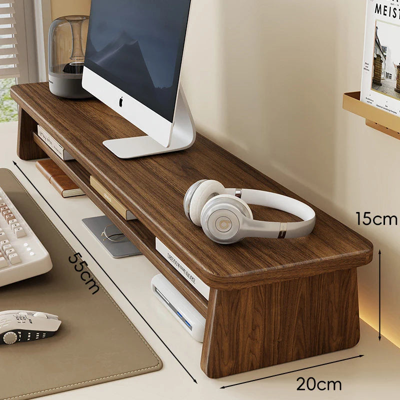 Monitor Riser Bamboo Under-Shelf Storage Cable Management