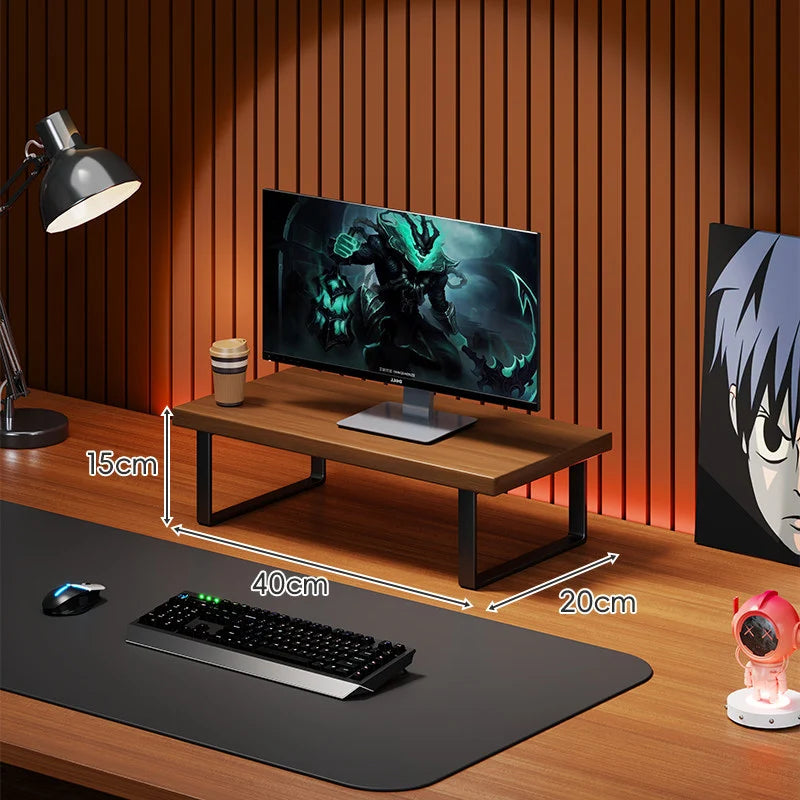 Monitor Stand Solid Wood U-Frame Legs Under-Desk Storage