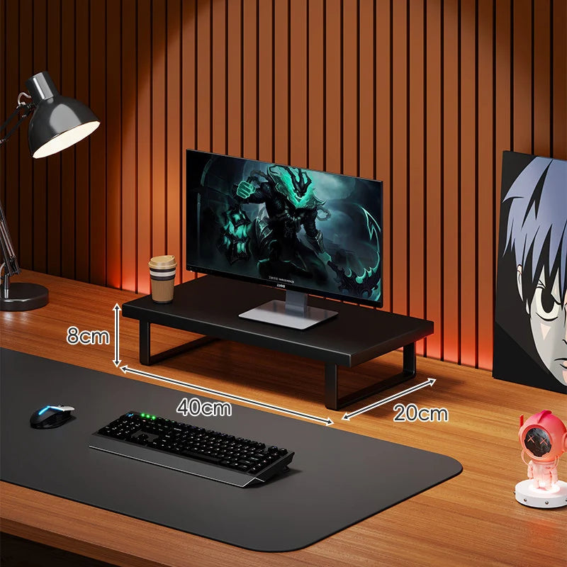 Monitor Stand Solid Wood U-Frame Legs Under-Desk Storage