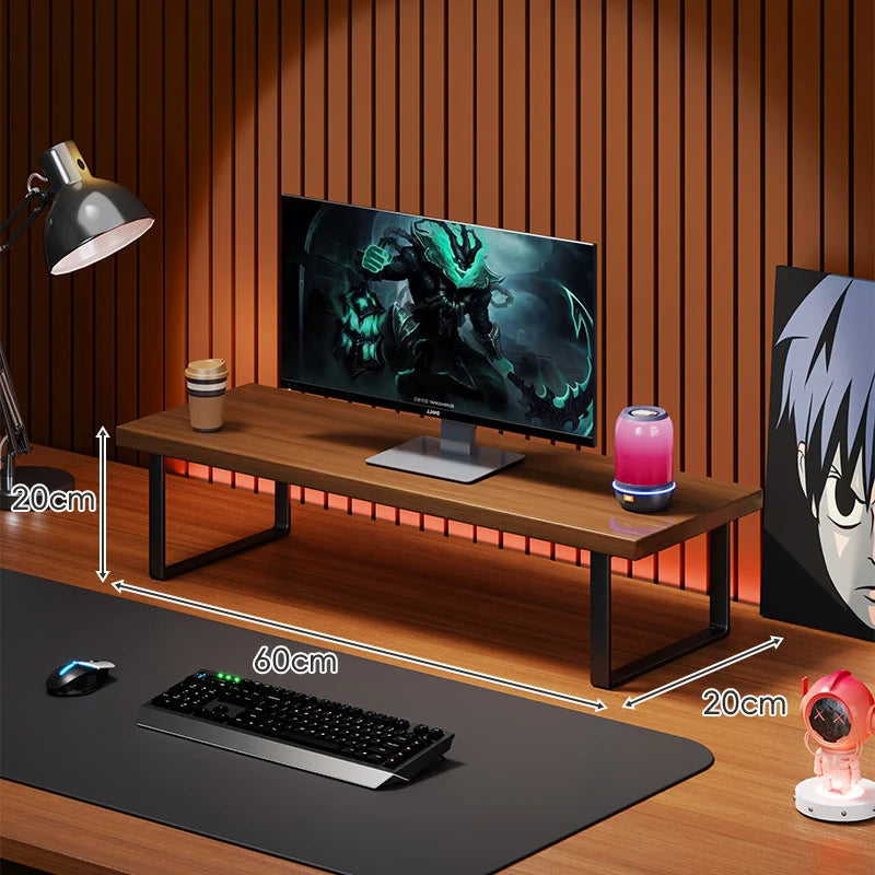 Monitor Stand Solid Wood U-Frame Legs Under-Desk Storage