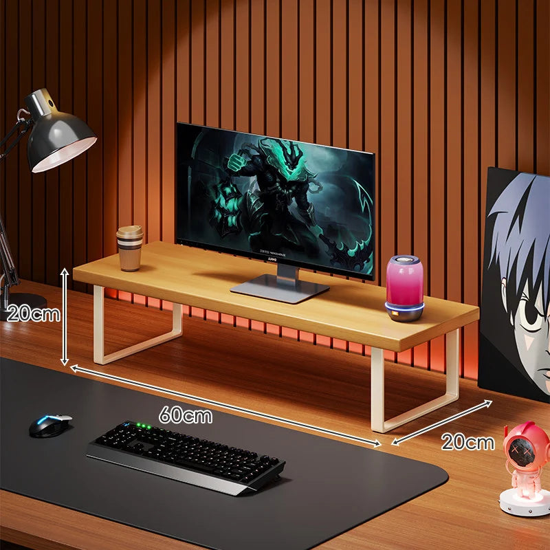 Monitor Stand Solid Wood U-Frame Legs Under-Desk Storage