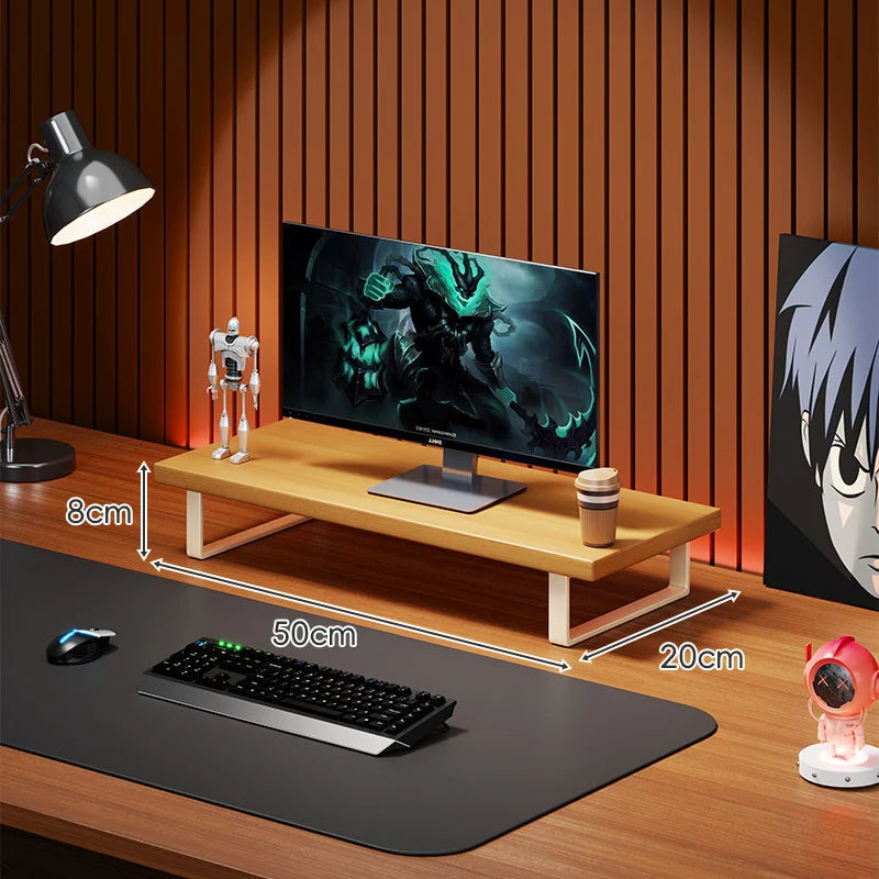 Monitor Stand Solid Wood U-Frame Legs Under-Desk Storage