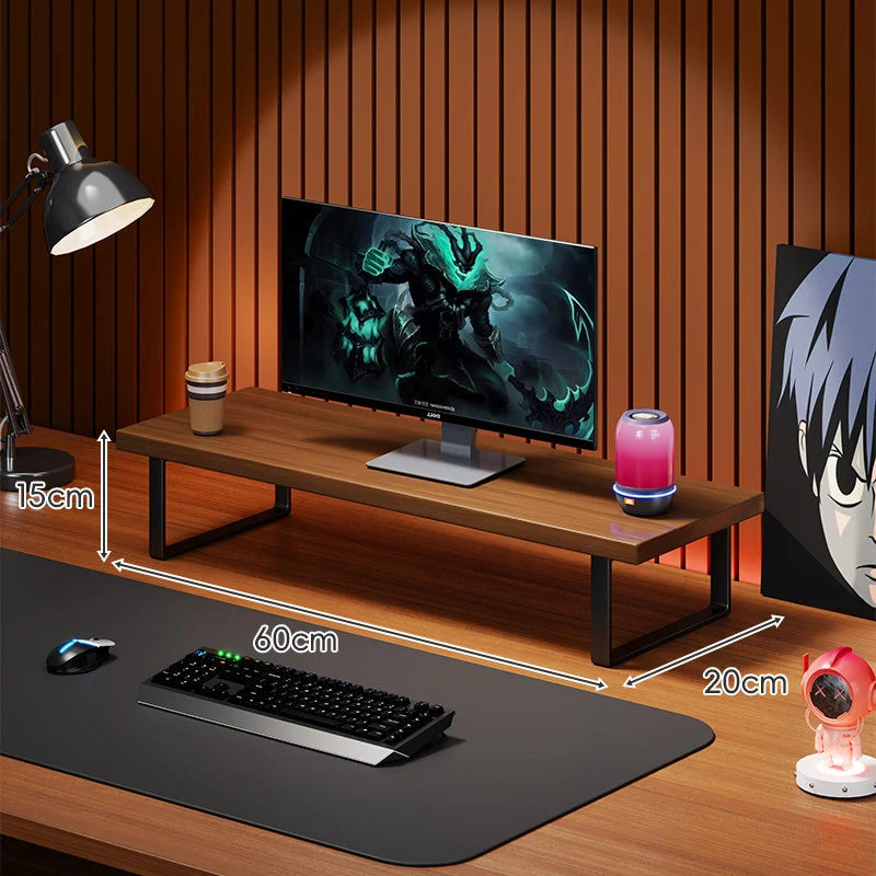 Monitor Stand Solid Wood U-Frame Legs Under-Desk Storage