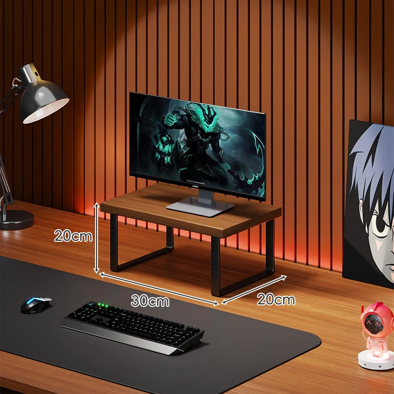 Monitor Stand Solid Wood U-Frame Legs Under-Desk Storage