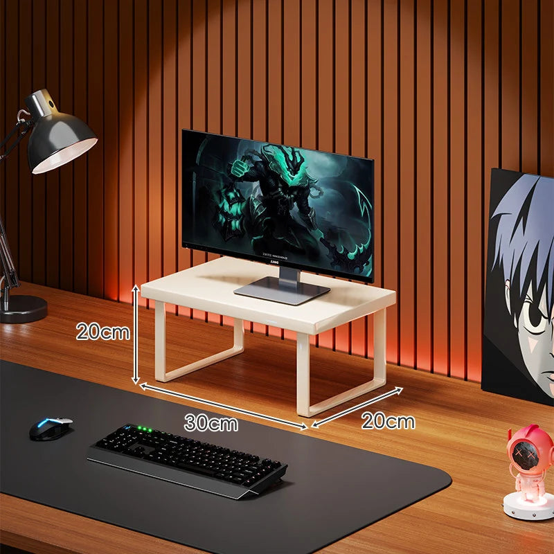 Monitor Stand Solid Wood Under-Desk Storage Non-Slip Feet