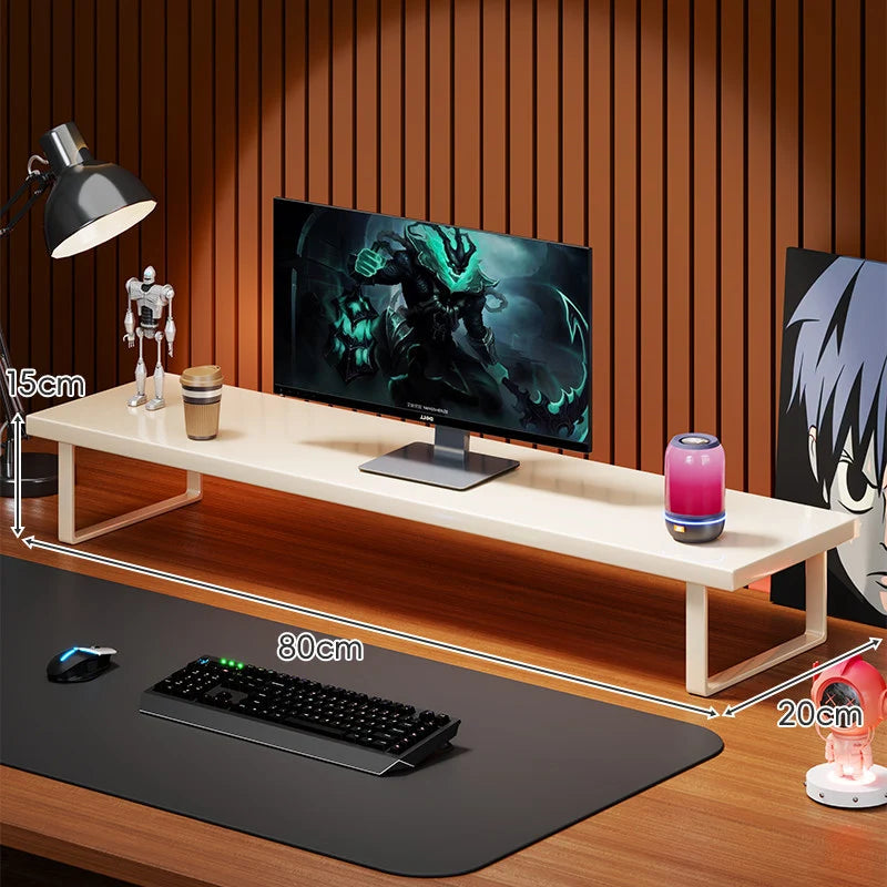 Monitor Stand Solid Wood Under-Desk Storage Non-Slip Feet